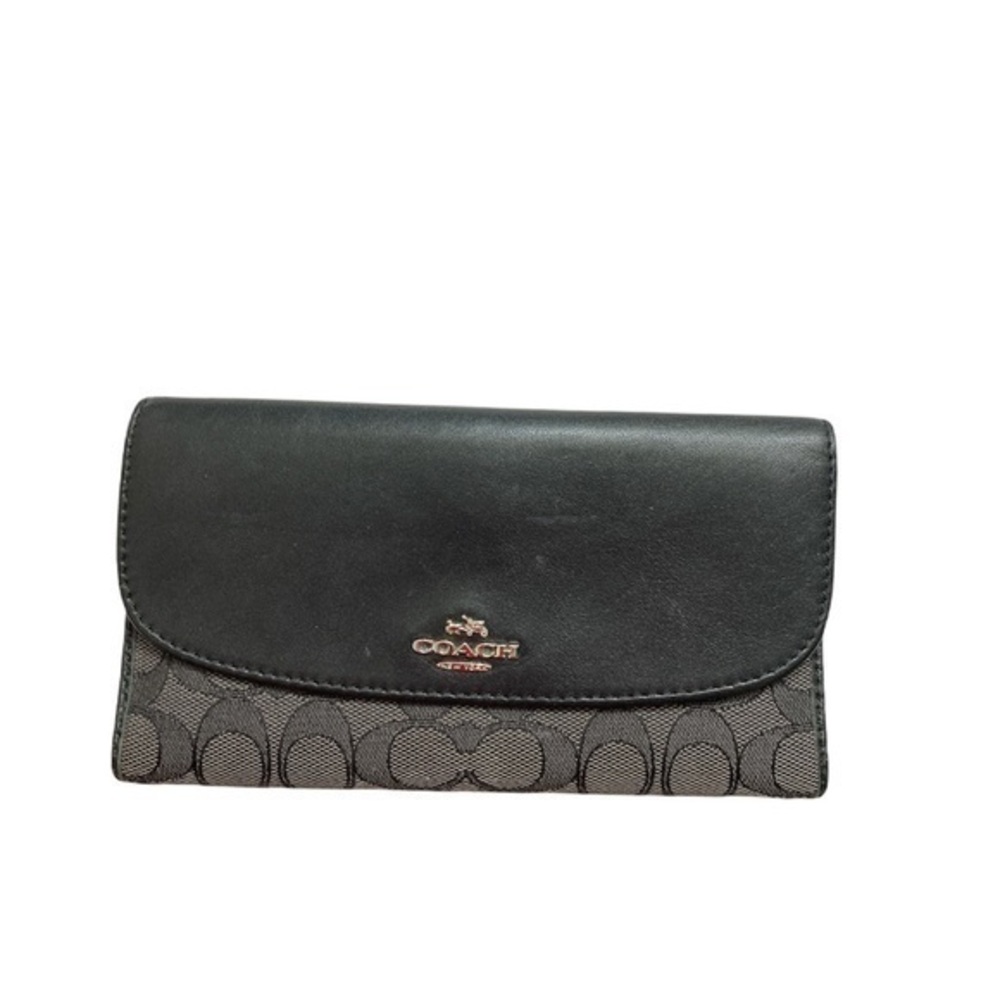 Coach black gray signature c wallet